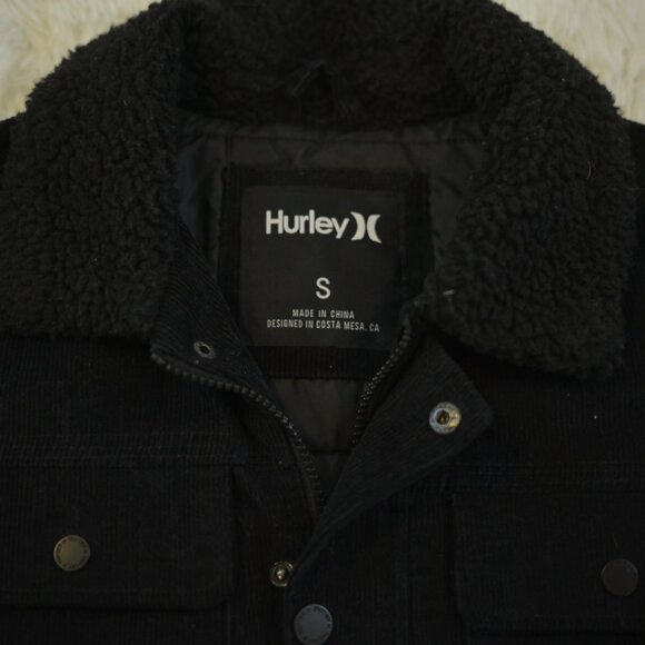 Hurley Men'/Teen Black Corduroy Button Up Jacket With Thermal Wall Lining Size S - Picture 3 of 7